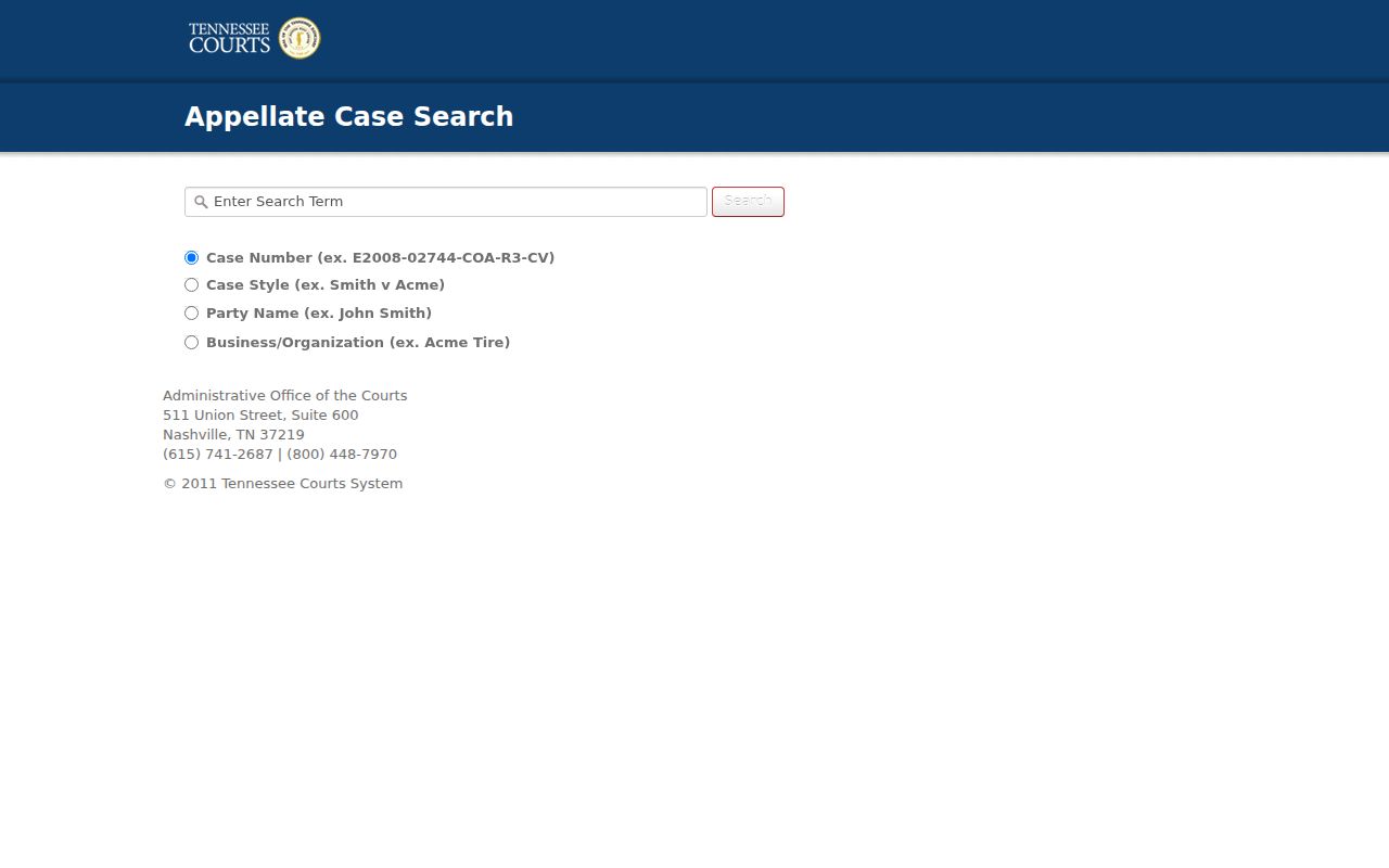Robertson County court docket Tennessee appellate search