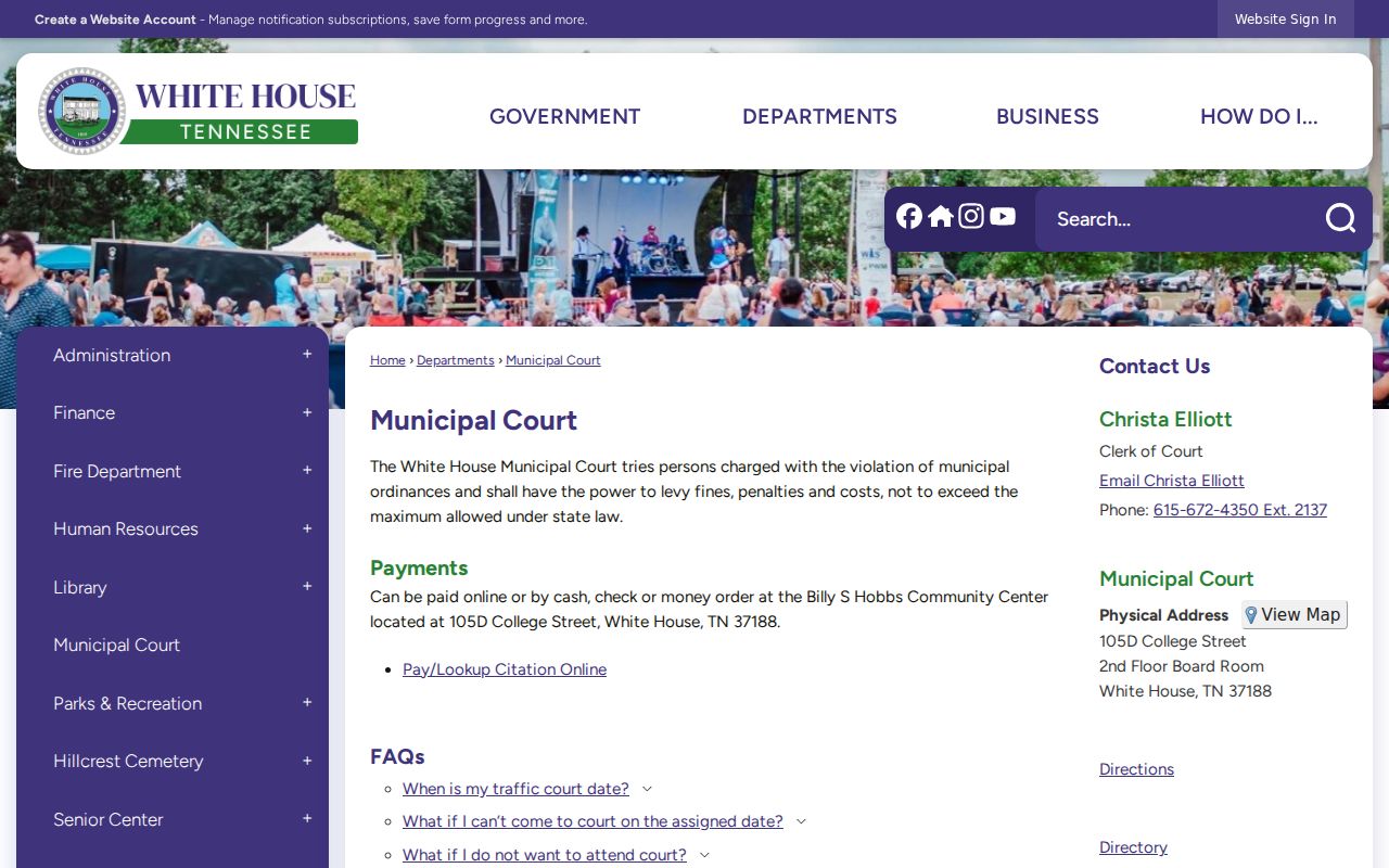 White House court docket citation lookup and payment instructions
