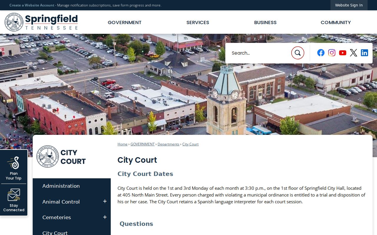 Springfield court docket schedule venue and records route