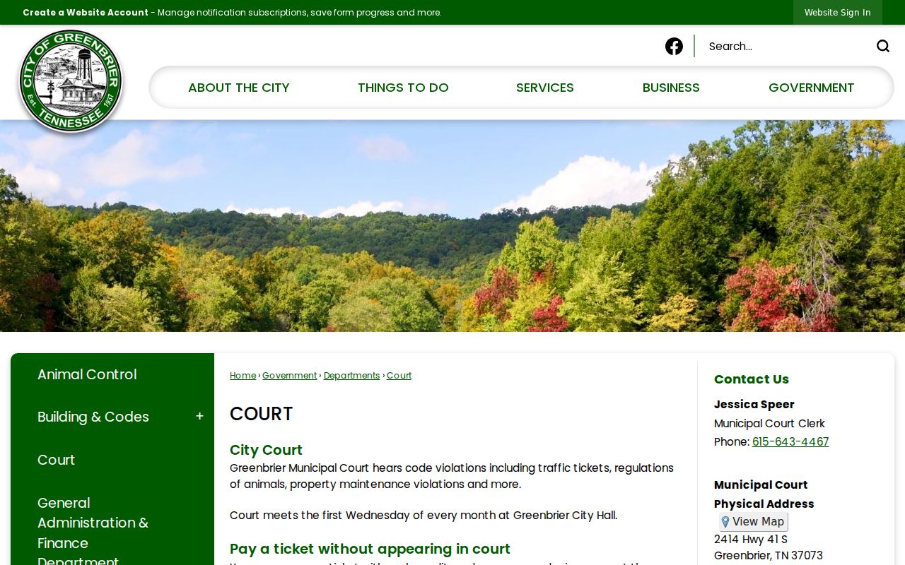 Greenbrier court docket date and citation payment information