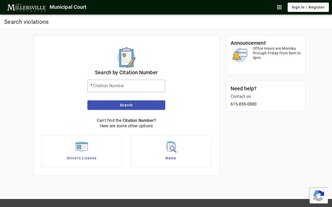 Millersville court docket municipal citation search modes